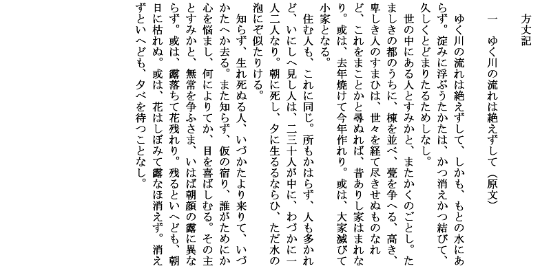 方丈 記 ゆく 川 の 流れ 現代 語 訳